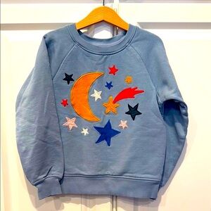Hanna Anderson Blue Celestial Cotton Sweatshirt with Moon and Stars